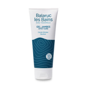 Tube de gel jambes effet cure 200ml pour lutter contre le phénomène de jambes lourdes, effet froid immédiat pour délasser grâce à l'eau thermale de Balaruc-les-Bains, à l'extrait d'arnica et au menthol