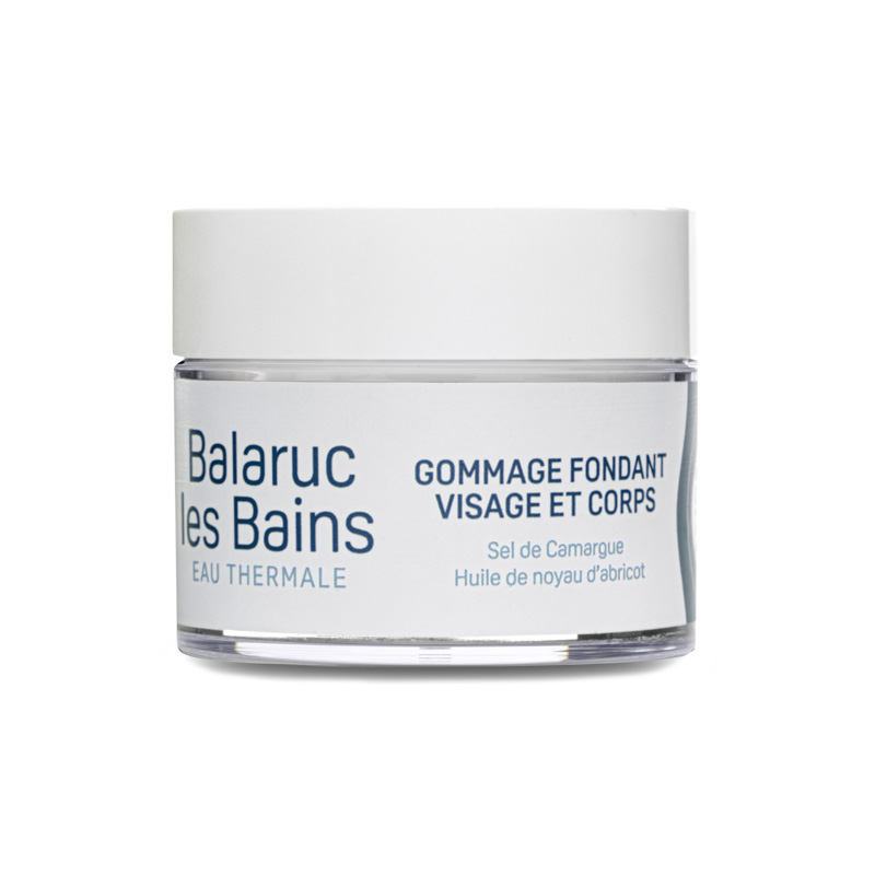 Pot de 50ml contenant le gommage au sel de Camargue pour le visage et le corps